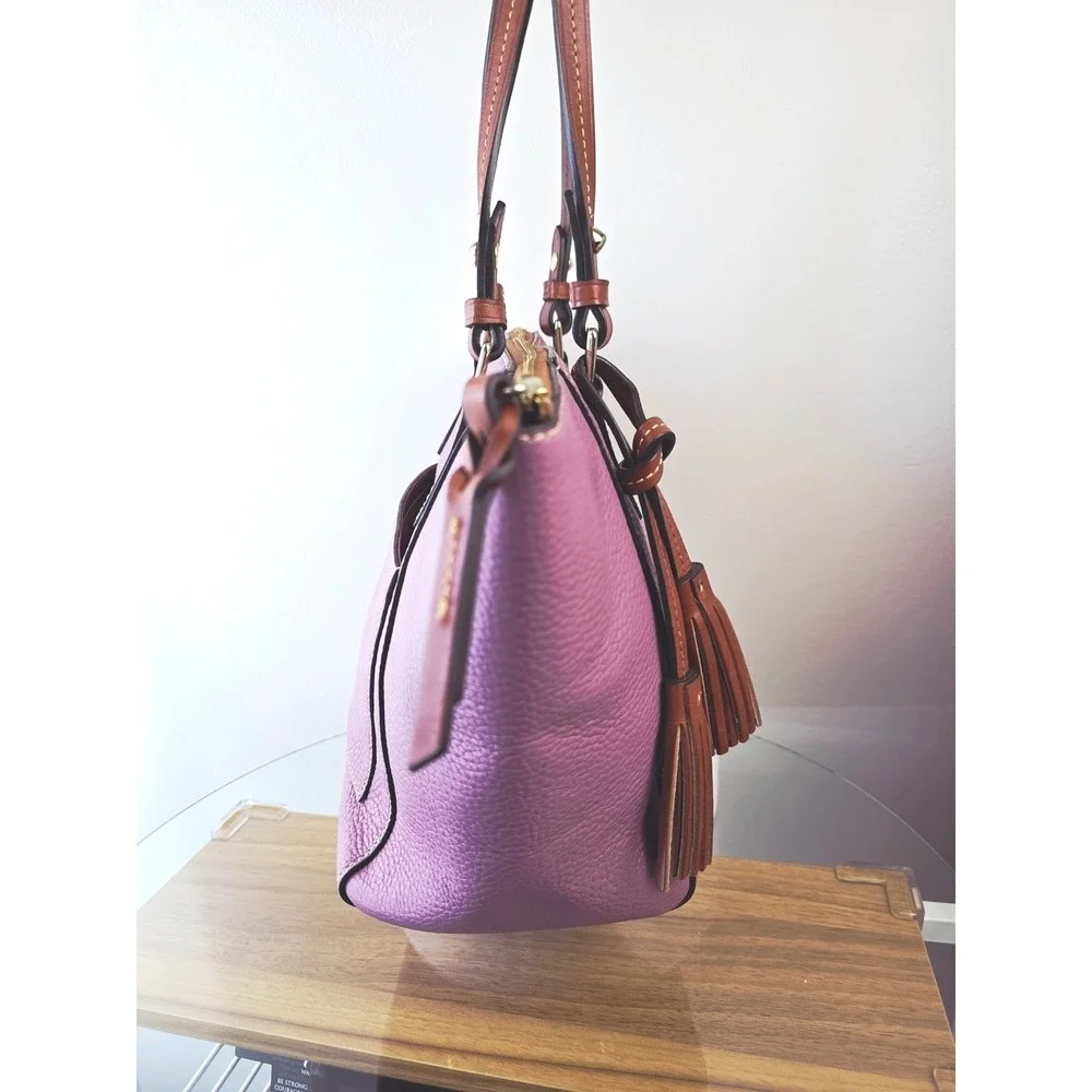 Dooney & Bourke Maxine Tote Pebble Leather Tote Orchid Purple Pink Zip Top Bag